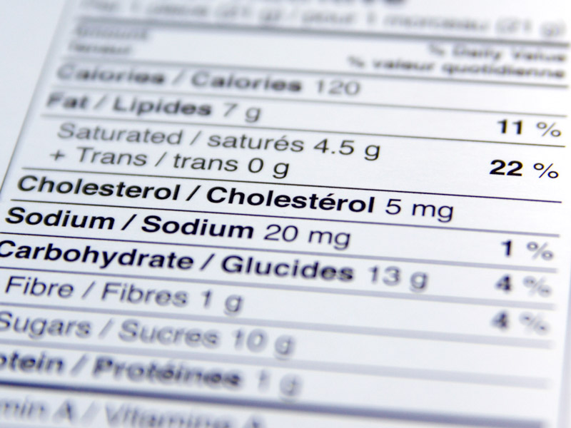 multi-lingual nutrition facts label